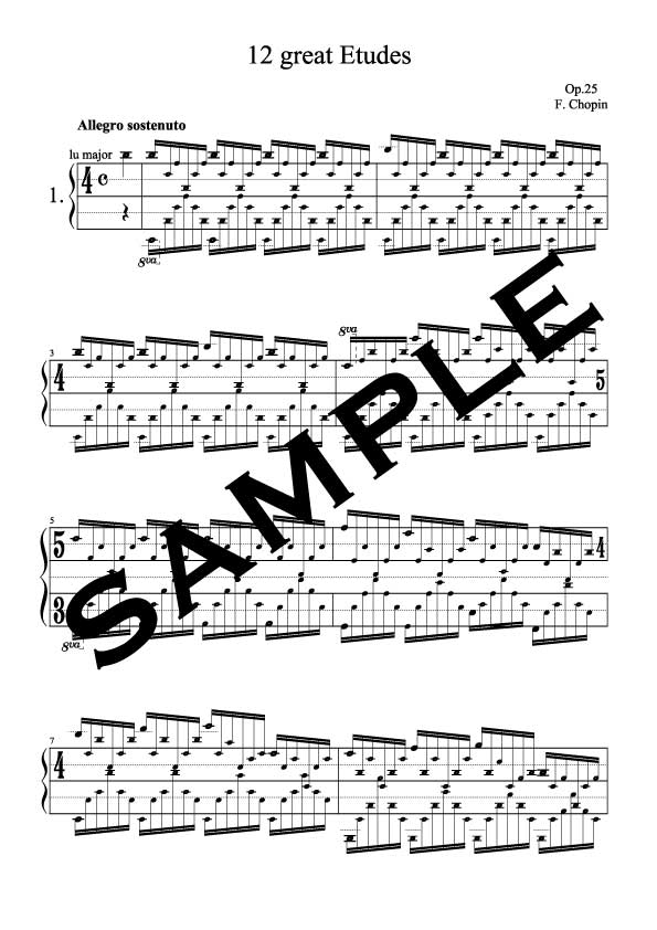 3線譜「F・ショパン 12の練習曲 作品10・作品25」 | Chromatic Music Lab.